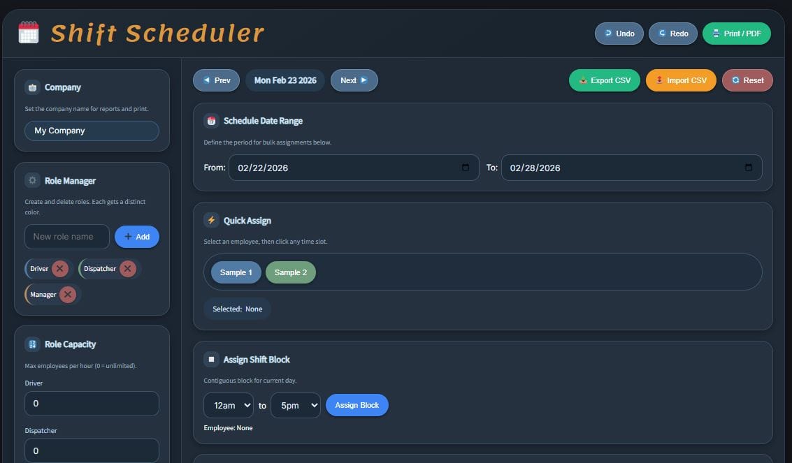 Free Shift Scheduler Tool | Employee Schedule Maker - Saztech Solutions